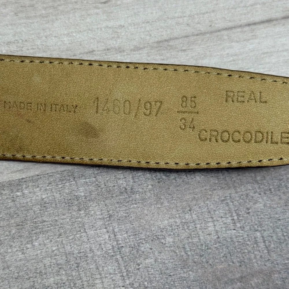 Bally Mens Crocodile Belt 34 Made in Italy Luxury Old Money Sophisticated Style